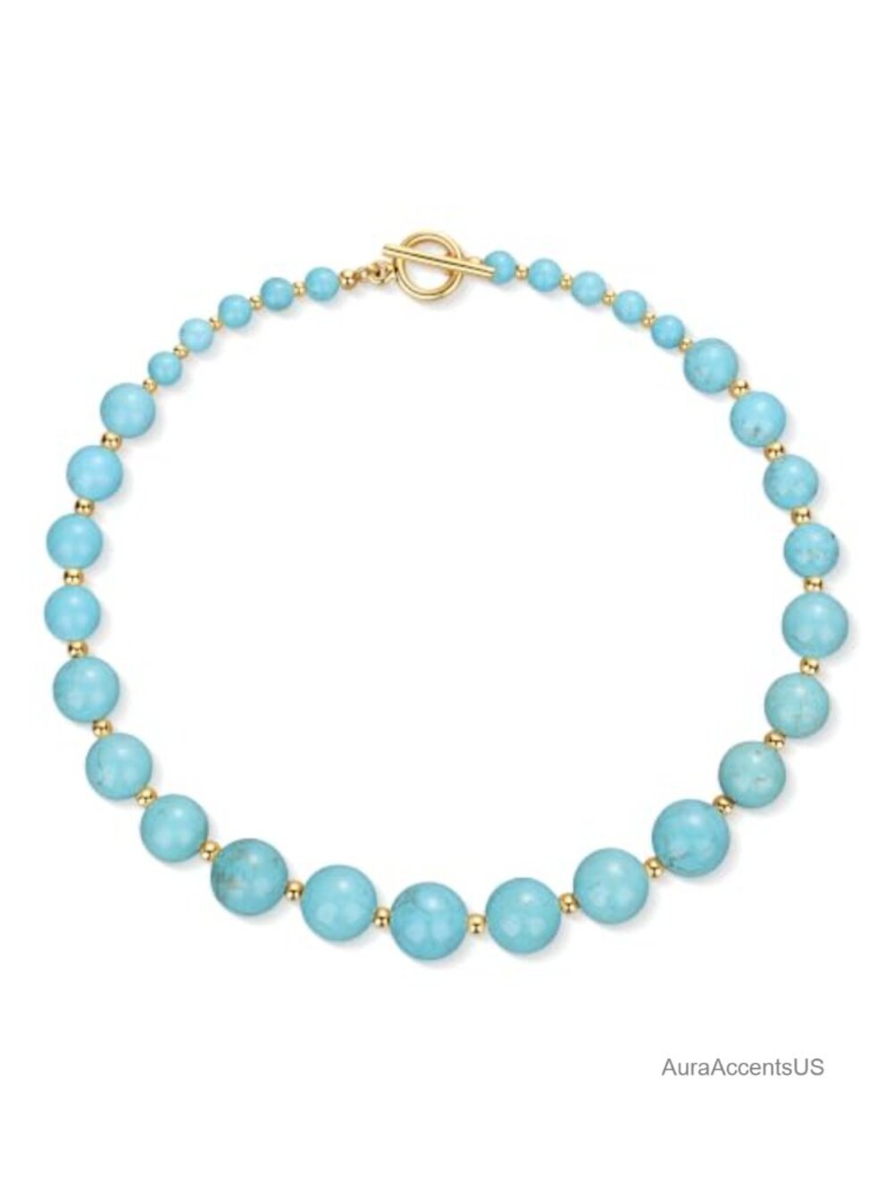 Chunky Beaded Choker Necklace 16.5" Gold Plated Stainless Steel OT Clasp
